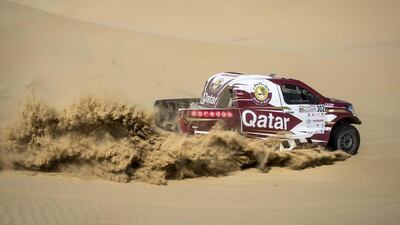 Nasser Al Attiyah won the inaugural Dubai International Baja on Saturday in Dubai. Courtesy Total Communications