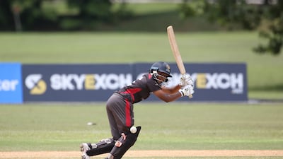 Theertha Satish whips to the leg side on her way to a half century for UAE against Malaysia at the ACC Women's T20 Championship in Kuala Lumpur. Photo: Malaysia Cricket Association