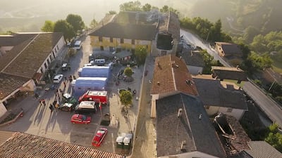 An aerial view of Accumoli in central Italy where a strong earthquake hit on Wednesday. Localteam / AP Photo