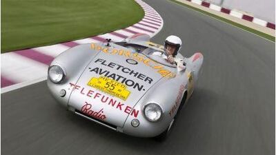 A 1954 Porsche 550 Spyder driven by Hans Herrmann.