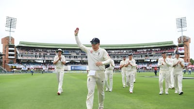 England spinner Dom Bess celebrates his five-wicket haul at the end of South Africa's first innings. Getty