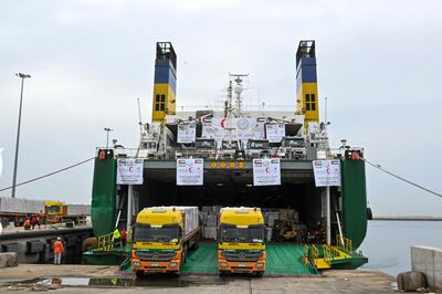 The third UAE aid ship carrying 4,630 tonnes of humanitarian supplies set sail today for the city of Al Arish, Egypt, destined for the Gaza Strip, as part of Operation "Gallant Knight 3" to support the brotherly Palestinian people in the Strip. WAM