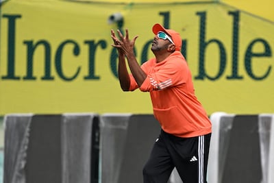 India's Ravichandran Ashwin during training at the HPCS Stadium in Dharamsala. AFP