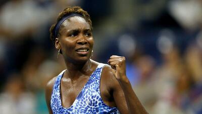 Venus Williams celebrates during her second round victory over Irina Falconi on Wednesday at the US Open. Elsa / Getty Images / AFP / September 2, 2015