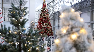 Festive Christmas decorations in Santa's Winter Village at The Galleria Mall Al Maryah Island. Khushnum Bhandari / The National