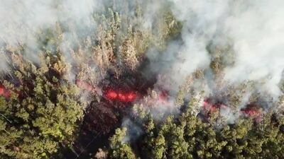 Lava seeps from the ground after the Kilauea Volcano erupted. Reuters