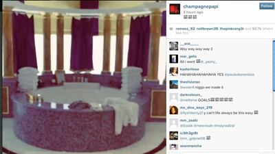 A still from the video posted on Drake's instagram of the bathroom at the hotel he is staying in.