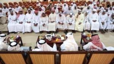 Fishermen from Delma Island ask questions and raise concerns to representatives from Critical National Infrastructure Authority.