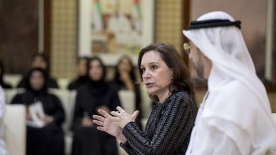 Prof Sherry Turkle addresses the majlis. Rashed Al Mansoori / Crown Prince Court - Abu Dhabi