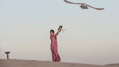 Osha trains in the Abu Dhai desert. Vidhyaa Chandramohan for The National