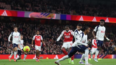 Eberechi Eze scores his second and Arsenal's third goal. Reuters