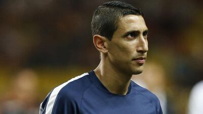 Angel Di Maria shown before Paris Saint-Germain's Ligue 1 match against Monaco on Sunday. Valery Hache / AFP / August 30, 2015