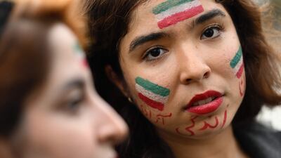 Demonstrators in Nantes. Amini's death has sparked a global protest movement. AFP