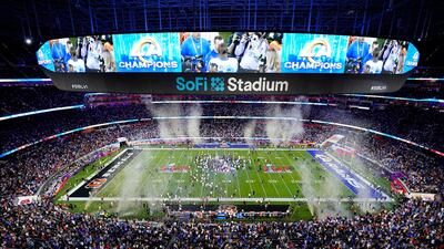Confetti drops on SoFi stadium as the Los Angeles Rams win the NFL Super Bowl 56. AP Photo
