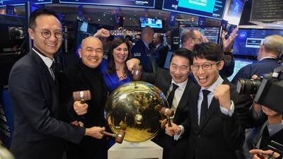 Cussion Kar Shun Pang, chief executive of Tencent with the company's leadership team at the company's IPO on the floor of the New York Stock Exchange on December 12, 2018. Tencent is one of several Chinese majors investing heavily in startups. Reuters