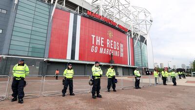 Police outside Old Trafford on Thursday. PA