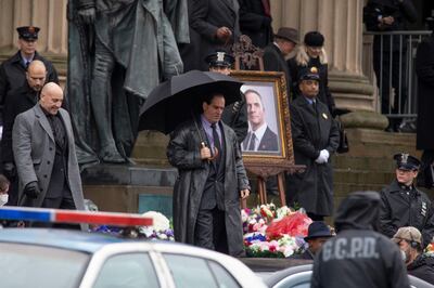 Irish actor Colin Farrell pictured outside St George's Hall, Liverpool, during filming of 'The Batman'. Getty Images