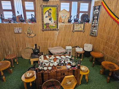 Visitors can sit back and enjoy Ethiopian coffee at the museum. Katy Gillett for The National