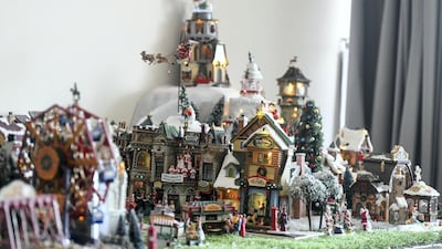 Bradley builds tiny mountains and slopes to set up the display each year.