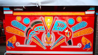 Colourful designs adorn many lorries carrying aid into Gaza