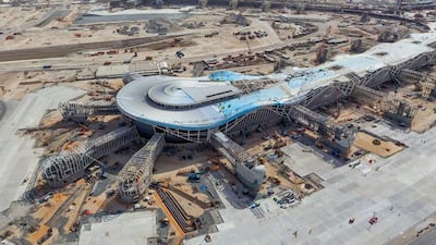 The $3 billion Midfield Terminal Building, when completed in July 2017, it will boost capacity at Abu Dhabi airport to 30 million passengers a year. Courtesy Abu Dhabi Airports