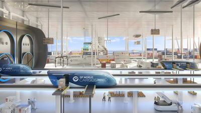 Images of the new Cargo Speed hyperloop terminal at Dubai Port. DP World