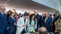Sheikha Bodour Al Qasimi and Poland’s Culture Minister Marta Cienkowska watch a calligraphy demonstration at the Warsaw International Book Fair. Photo: Sharjah Book Authority