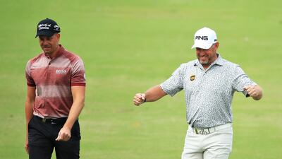 Henrik Stenson of Sweden, left, and Lee Westwood of England on the third hole. Getty Images