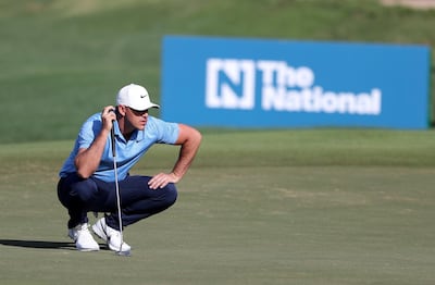 Abu Dhabi, United Arab Emirates - Reporter: Paul Radley and John McAuley: Brooks Koepka looks at his putt on the 3rd hole on the 4th and final day of the Abu Dhabi HSBC Championships. Sunday, January 19th, 2020. Abu Dhabi Golf Club, Abu Dhabi. Chris Whiteoak / The National
