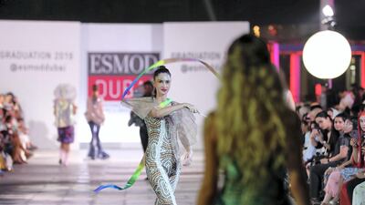 Designs by student designer Cécile Biscaglia, the collection takes inspiration from Cirque du Soleil. Esmod Fashion Show.