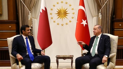 Turkish President Tayyip Erdogan meets with Qatar's Emir Sheikh Tamim Bin Hamad Al-Thani in Ankara, Turkey, September 14, 2017