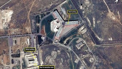 A satellite image shows Syria's military-run Saidnaya prison, located 30 kilometres north of Damascus. CNES and ASTRIUM / Amnesty International via AFP