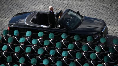 Russia's Defence Minister Andrei Belousov takes part in a Victory Day parade marking the 80th anniversary of the defeat of Nazi Germany, in Red Square, Moscow. Reuters