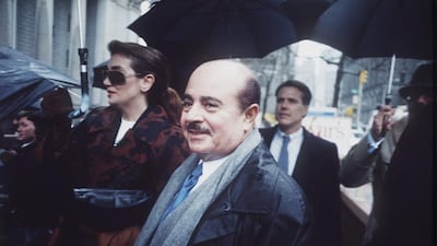 One of the world's richest men, Saudi arms dealer Adnan Khashoggi arriving at Manhattan Federal Court, New York, on April 4, 1990. He died of Parkinson's Disease on June 6, 2017, aged 82. AP
