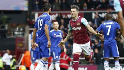 Mauro Zarate, seen here playing for West Ham United in 2015, has signed on a season-long loan with Al Nasr. Eddie Keogh / Reuters