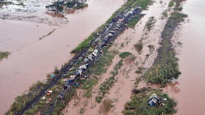 An aerial view shows damage from the flood waters after cyclone Idai made landfall in Sofala Province, Central Mozambique. EPA