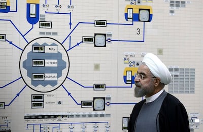 President Hassan Rouhani visits the Bushehr nuclear power plant. AP