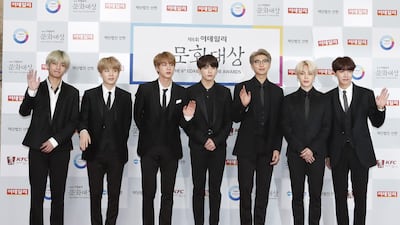 The seven members of BTS, all in their 20s, each have identical shareholdings valued at $18.3m in Hybe. EPA