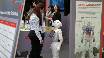 Pepper, IBM's robot running its Watson artificial intelligence system, at the Global Manufacturing and Industrialisation Summit in Abu Dhabi. AI and automation will be a major force in the future of labour. Delores Johnson / The National