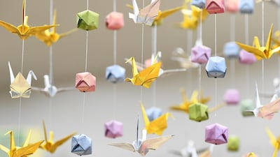 Origami cranes and ornaments seen at the Origami Kaikan Hall in Tokyo. Toru Yamanaka / AFP Photo