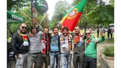 These fans drove all the way from Lisbon, Portugal, to Lviv, Ukraine, to watch their team during the ongoing Euro 2012. Paul Radley / The National