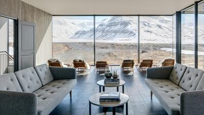 The spa lounge of Deplar Farm, Iceland. Eleven