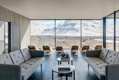 The spa lounge of Deplar Farm, Iceland. Eleven