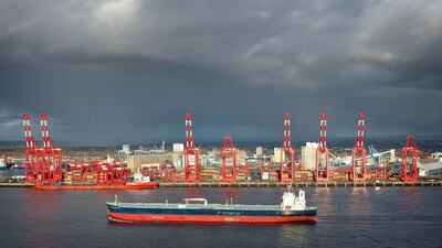 Crude oil tanker ‘Minerva Eleftheria’ passes the docks in Liverpool, England. Wood Mackenzie revised its forecast for Brent to $60 per barrel by the end of the year. AFP