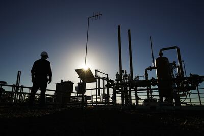 A Santos pilot well operates on a farm property in Narrabri, Australia. Bloomberg
