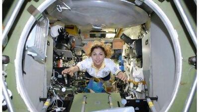 Anousheh Ansari, the chairman of Prodea Systems, floats inside the International Space Station in 2006.