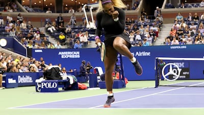 Serena Williams celebrates winning the secnd set against Catheirne McNally. AFP