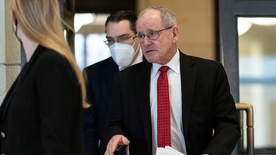 Senator Jim Risch leaves a closed-door briefing on Afghanistan on Capitol Hill in Washington this week. AP