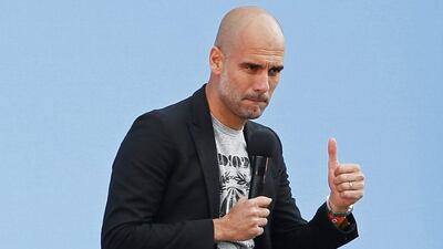 Manchester City manager Pep Guardiola is presented to the fans on Sunday at the City Football Academy. Craigh Brough / Action Images / Reuters