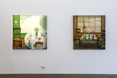 Cottage Drift, left, and Habitat by Gail Spaien. Victor Besa / The National